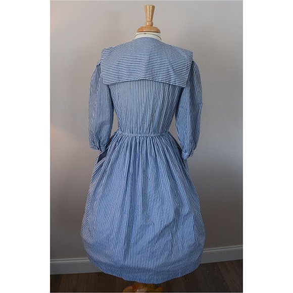 Vintage 80s does 50s Sailor Dress Pockets 10 M - Picture 8 of 10